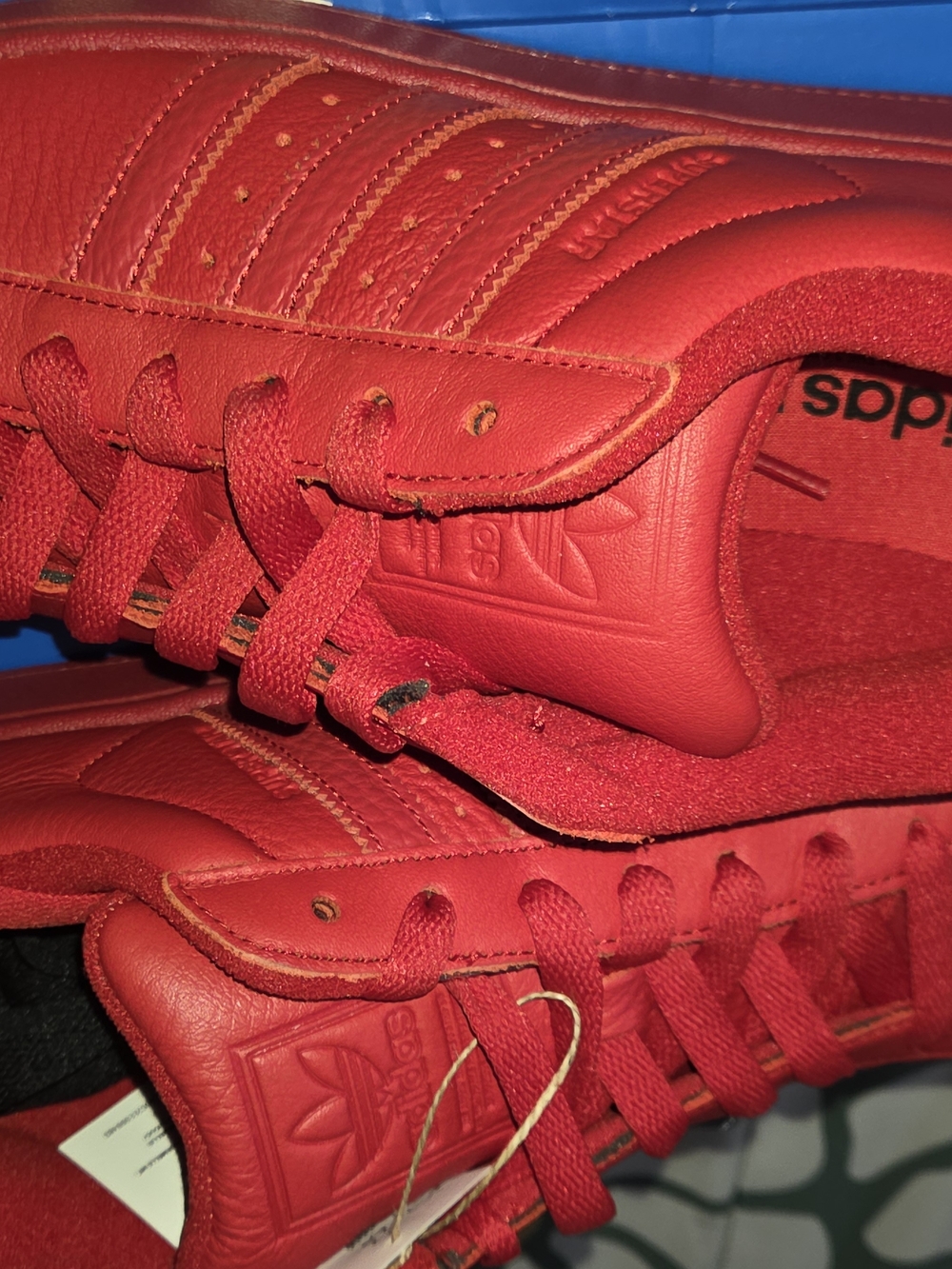 adidas Men’s Red Leather Shell-Toe Sneakers - Picture 2 of 5